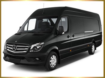 Black Sprinter Van for Boston Logan Airport transportation